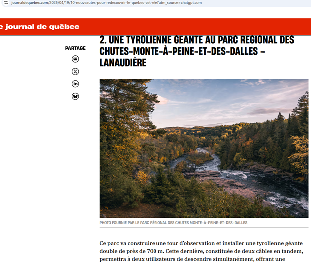 On voit ici un paysage d'automne du Parc Régional des Chutes Monte-à-Peine-et-des-Dalles