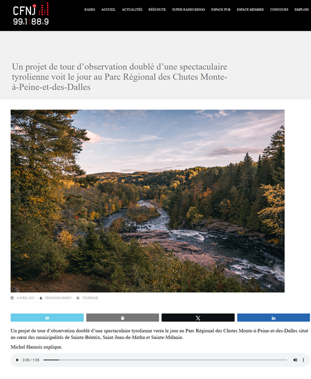 On voit ici un paysage d'automne du Parc Régional des Chutes Monte-à-Peine-et-des-Dalles